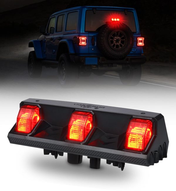 Xprite 3rd Brake Light LED Replacement Jeep Wrangler JK JKU (2007-2018) JL (2018-2022) Smoke Lens on Sale