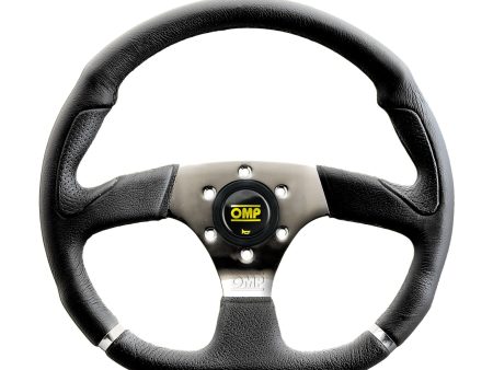 OMP Cromo 350mm Flat Bottom Steering Wheel - Black For Sale